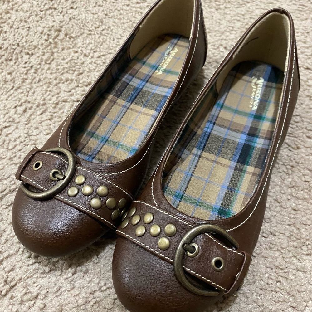 Arizona Jean Co. Women Brown Faux Leather Loafers 4 M